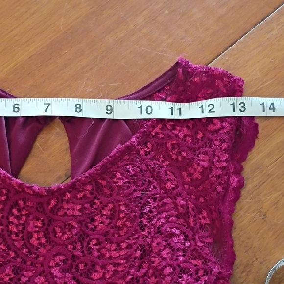 Burgundy Sheen Lace Dress By City Studio. Great Boho Vibes. Size Small. - Picture 10 of 15